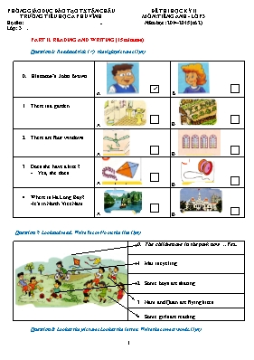 Đề thi học kỳ II môn Tiếng Anh Lớp 3 - Năm học 2014-2015 - Trường TH A Phú Vinh